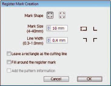 The register mark is created in FC Register Mark Layer. 12. Click the [Output to Raster Link] button of FineCut.