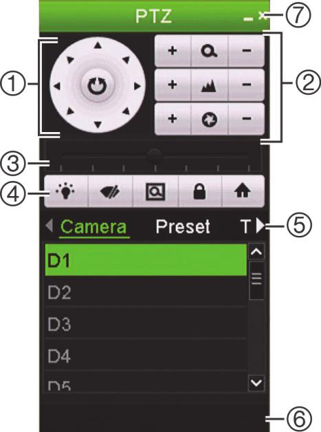 Controlling a PTZ camera Left-click the mouse on the desired camera image to call-up the Quick Access toolbar. Click the PTZ control icon in the toolbar to enter the PTZ mode.