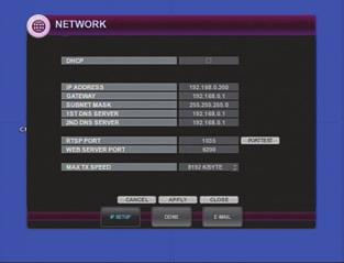 CONFIGURING THE VXH264 NETwORK To set-up Network options hightlight NETWORK and press ENTER.