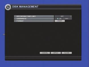 DISK management DISK MANAGE To manage the internal hard drives, highlight DISK MANAGE and press ENTER.