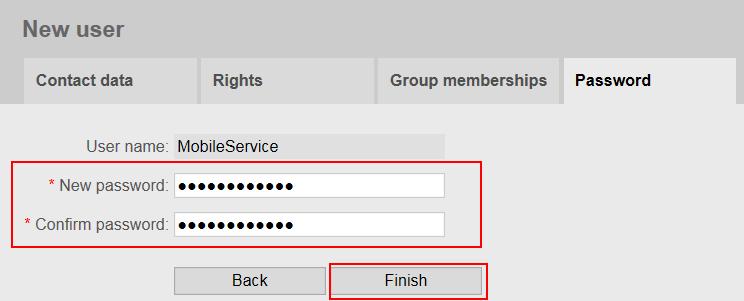Note: Participant groups allow you to define the communication relationships between the groups. 6. The next step is to define the password for the new user.