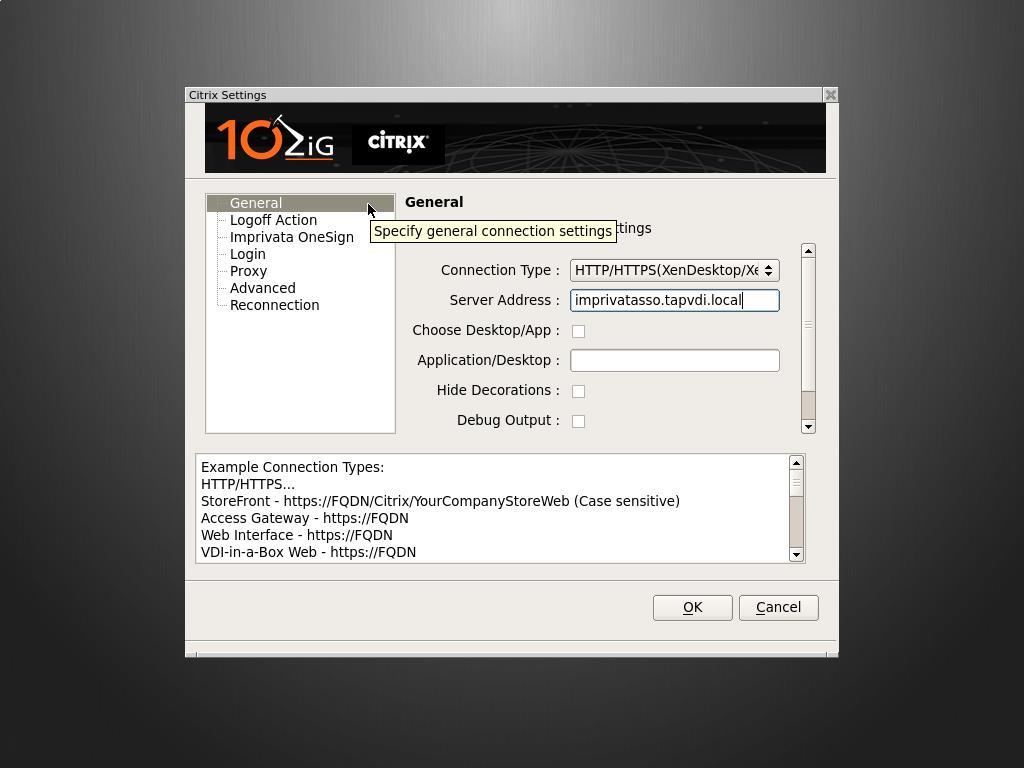 Setup Imprivata OneSign on Citrix Zero Clients 4448c 5848qc Open zero client settings and run the Citrix Receiver configuration applet In the general page insert the Imprivata OneSign FQDN in the