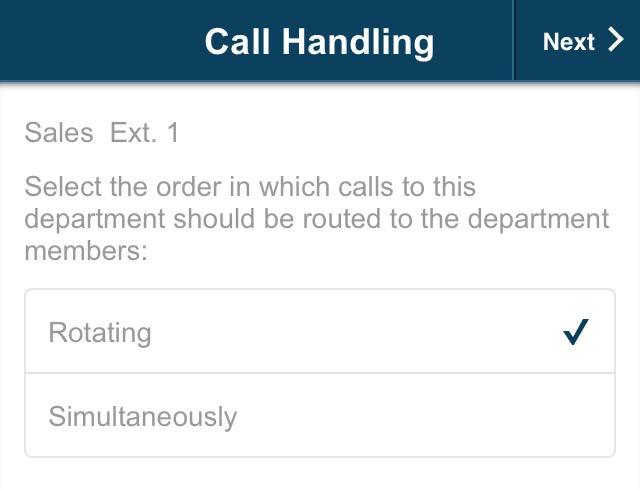 RingCentral Office@Hand from AT&T Mobile App Administrator Guide Getting Started Configure Call Handling for Departments You can create rules to manage how calls to the department are distributed to