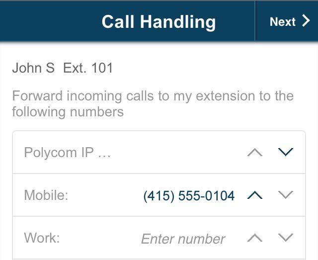 RingCentral Office@Hand from AT&T Mobile App Administrator Guide Getting Started Call Handling: Set up Administrator Call Forwarding Define your own extension s call-forwarding rules by deciding to