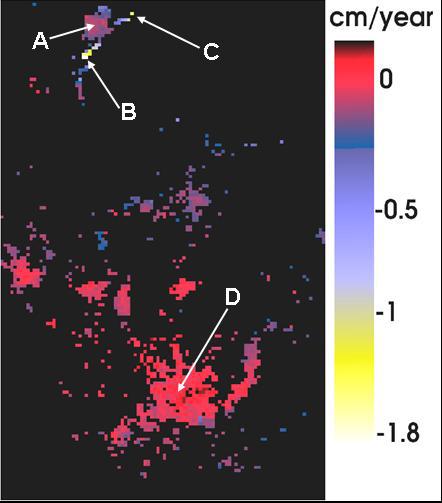 Slant-range velocity of deformation map (right). Fig.