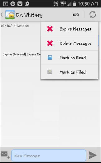 Applying Edit Options to a Message or Messages If you tap Edit in the upper-right corner of a message conversation, a list of options opens at the top of the screen.