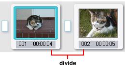 The Edit Vide windw is displayed by clicking the Edit Vide buttn n the step guide sub-menu. Dividing Clips 1.