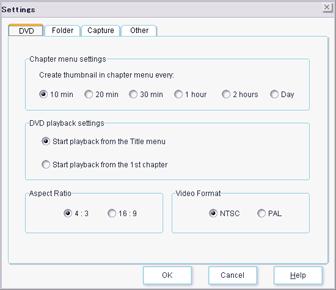 DVD Cnfigure settings related t DVD creatin frm this tab. Chapter menu settings Click t DVD creates a chapter fr each vide segment n the tape.