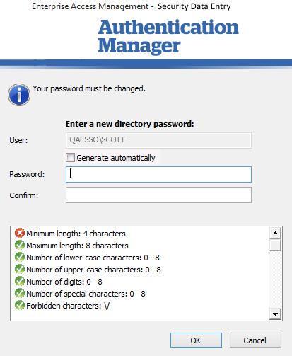 The password is modified in the LDAP directory. Changing an Expired Primary Password Subject If you authenticate with your User name and Primary Password, you can choose a new Primary Password. 1.