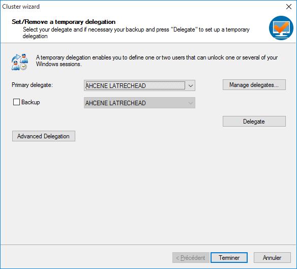 Setting a Temporary Session Delegation Subject If the administrator has activated the approval function, your Primary delegate or your Backup must be at his workstation to accept the session