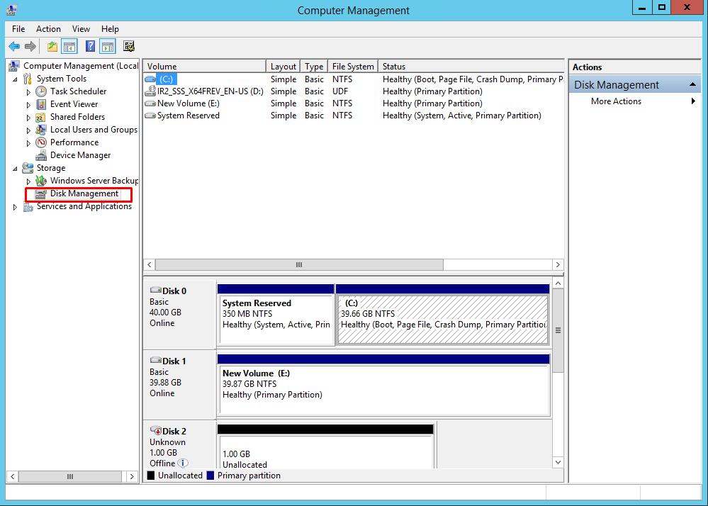 11. To initialize and format the drives: In the Computer Management