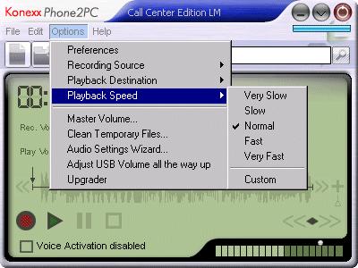 Playback Speed (not available in Basic Edition) Placing your cursor on this item will expose a sub-menu. The Playback speed sub-menu allows you to select the playback speed.