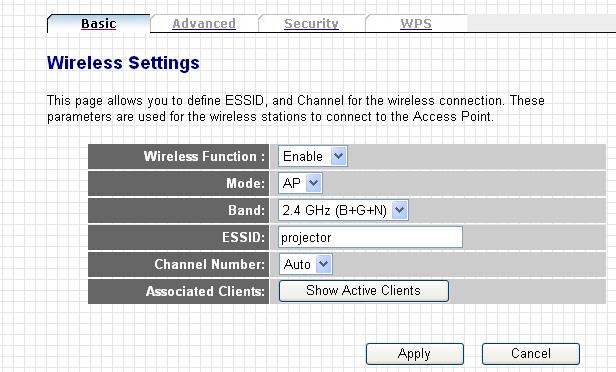 3-5-1 Basic Settings You can configure basic wireless network settings from this menu. The description of every setting item will be described below: Item Enable Wireless pass through without login.