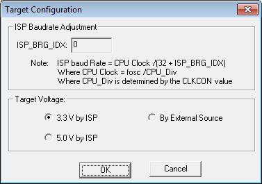 0 Figure 0. The Target Configuration Dialog. Make sure that the Enhanced ISP Debug Library is selected on the debugger window... Click OK to close the Project Settings dialog box. 3.