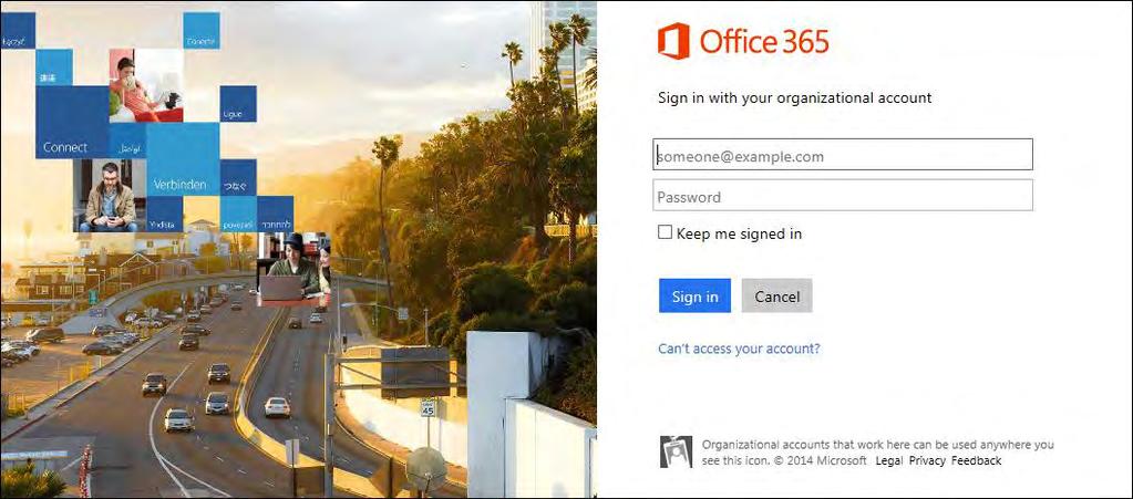 Getting Started with Office 365 Lesson 1 To authenticate yourself and access the portal, enter your Microsoft Online Services ID and password in the appropriate boxes and then click the Sign in