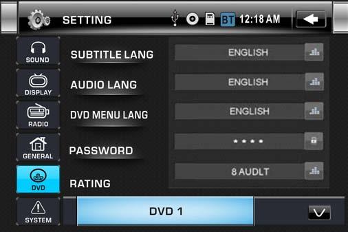 [1]. Subtitle Lang setting: With this option you can select the preferred language for the subtitles. When the selected language is recorded on the disc then this language will automatically be shown.