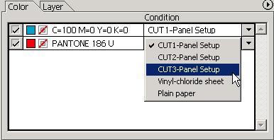 4 The set output condition is displayed on the right side. Click on the right button output condition.