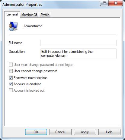 11. In the Computer Management window, right-click Administrator and click Properties.