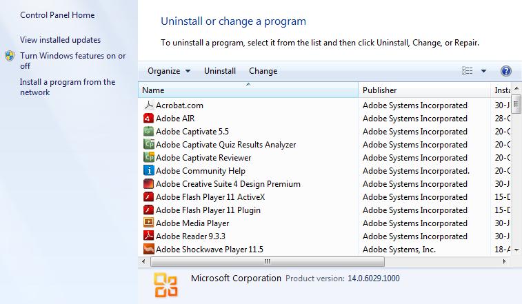 Select Uninstall a program (with XP, select Add/Remove