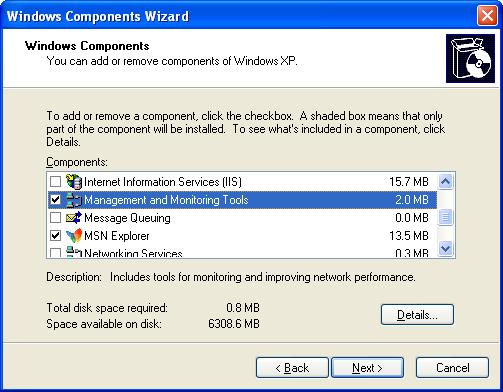 3. The [Windows Components Wizard] screen appears.