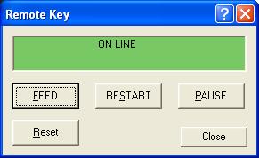 Setting Screens of Printer Monitor Remote Key (Effective only for Supported Printers) Remotely performs feed, restart, pause, and reset for the printer.