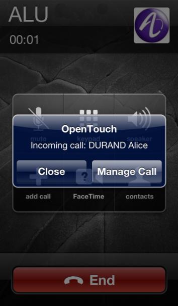 If you receive a call when your phone is locked, a pop-up is displayed on the page.