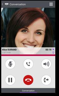 I.4.3 Receiving a conversation Incoming call screen of the OpenTouch conversation is displayed only if the corresponding setting is active. Otherwise, the default Android screen is used.