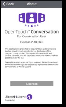 OpenTouch Conversation Application Provisioning This document describes the services offered by the OpenTouch Conversation application for iphone.