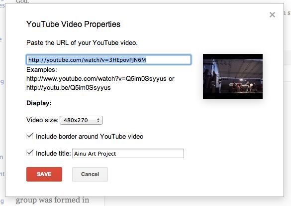 Using Google Sites: Adding videos Page 5 8C. Go back and change the properties of the video such as the size, bordert and title left. 8D. Delete the video.
