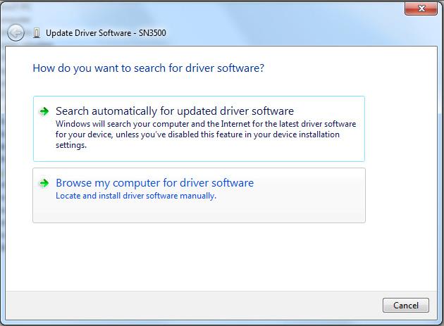 5. On the Device Manager window, double-click on Other devices and then right-click on SN3500 (or SN4500/ST3400 as appropriate).