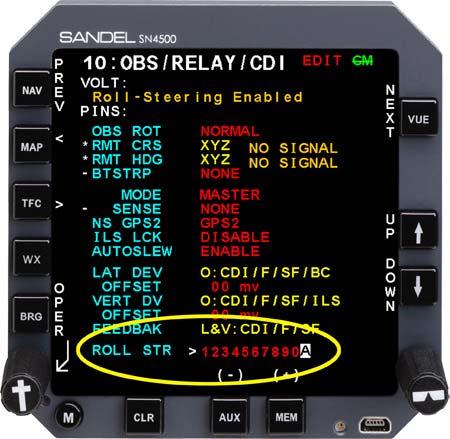 15. To enable LNAV Roll Steering, return to Maintenance Page 1, INDEX and press the CLR button to toggle EDIT mode on the SN4500 unit.