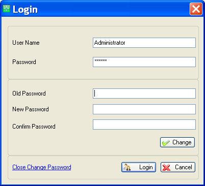 Chapter 1 Introduction to the FlowAccess V3 TM software 1-5 1. Click on Change Password. The screen of Figure 1.5 is displayed. 2. Type the old password (admin) again. Figure 1.5 Change password 3.