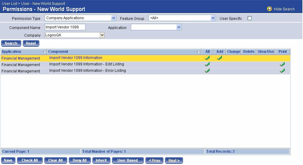 Importing Vendor 1099 Data Setup Permissions Users with Add authority to the following security components will be able to import vendor data from a third-party system into the new world