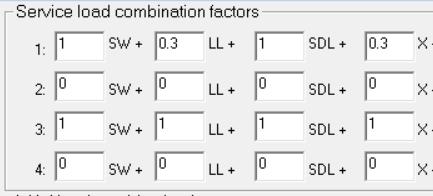 1.1.5.4 Input Load Combinations Figure 1.1-16 shows the screen which is used to input the load combination factors for strength (ultimate) load conditions.