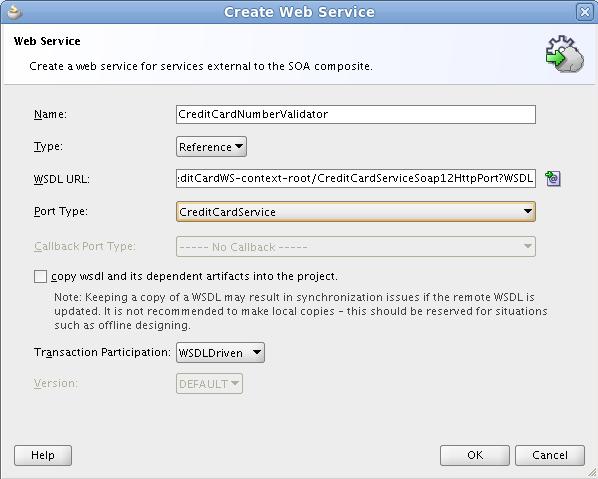 The Create Web Service window opens.