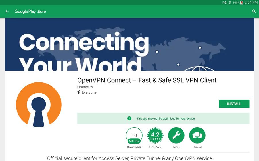 After logging in, tap on the OpenVPN Connect for Android link.