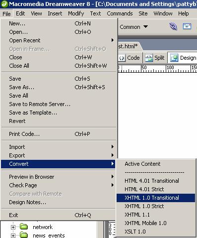 To change the document type of an existing document, open the document, click the File drop-down menu and choose Convert: Using Cascading Style Sheets Web sites that use Cascading Style Sheets (CSS)