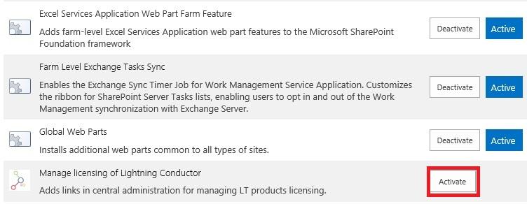 2. On the Manage Farm Features page, to the right of Manage licensing of Lightning