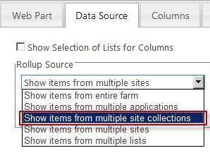 Rollup Source The Rollup Source section, is the first of six sections on the Data Source tab.