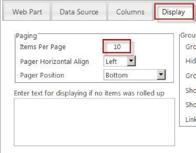 Pagination Use Paging section on the Display tab of the Configure Lightning Conductor Web Part dialog to configure your pagination options. This section contains three options: 1.