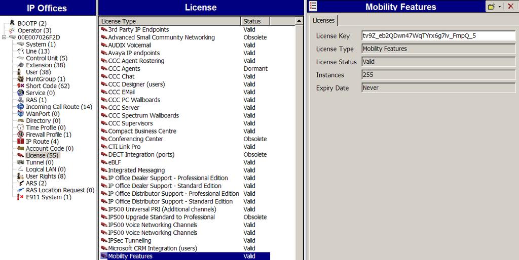 The following screen shows the availability of a valid license for Power User features.