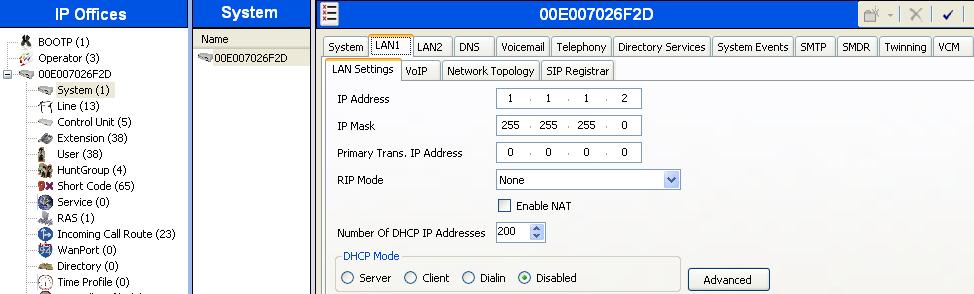 LAN Settings In the sample configuration, LAN1 was used to connect the IP Office to the enterprise network. Other LAN choices (e.g., LAN2) may also be used.