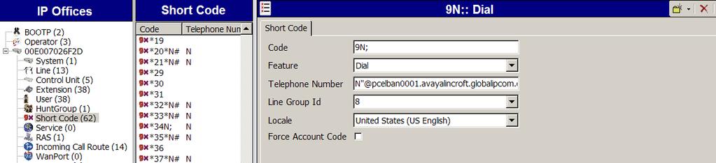 4.6. Short Codes In this section, various examples of IP Office short codes will be illustrated. To add a short code, right click on Short Code in the Navigation pane, and select New.