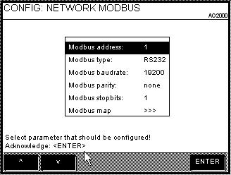 Address overview in the AO2000 menu (software version 5.