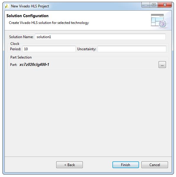 In the Solution Configuration dialog box, the selected part name now appears