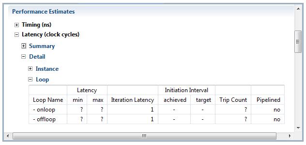 31 Figure 2.24: Performance Estimates report - Loop Latency Detail 3.