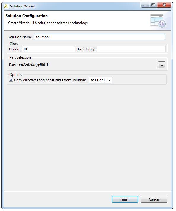 41 Figure 2.37: Solution Configuration dialog box After the new solution has been created, optimization directives can be added (or modified if they were copied from the previous solution).