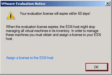 4. When prompted with the VMware Evaluation
