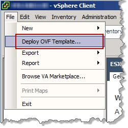 left. Click File menu and select Deploy OVF