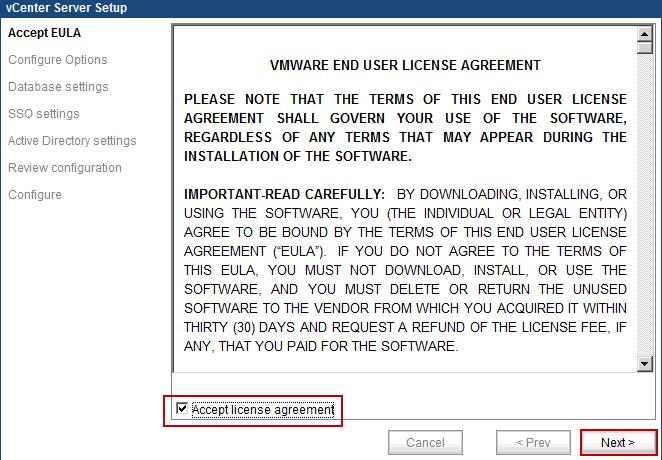 4. Click the checkbox to Accept license agreement and click Next.